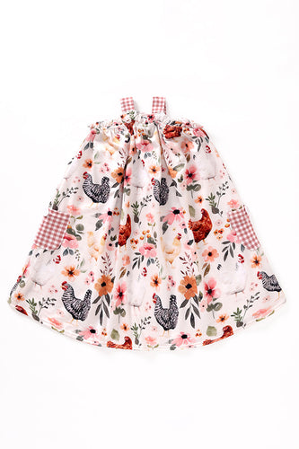 Chicken floral print girl dress