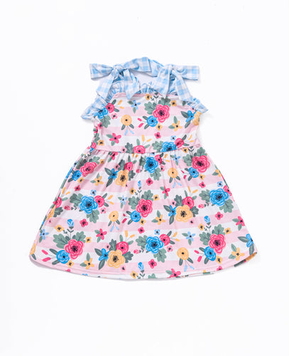 Blue floral print ruffle dress - ARIA KIDS