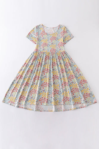 Platinum floral print dress for adult - ARIA KIDS