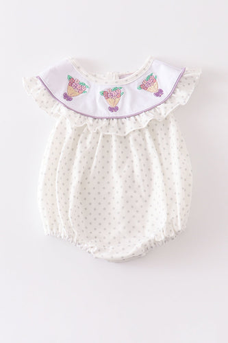 White floral embroidery girl bubble - ARIA KIDS