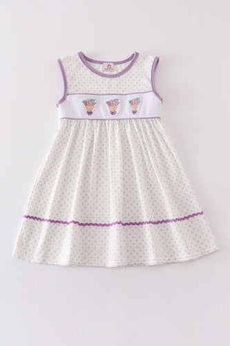 White floral embroidery dress - ARIA KIDS