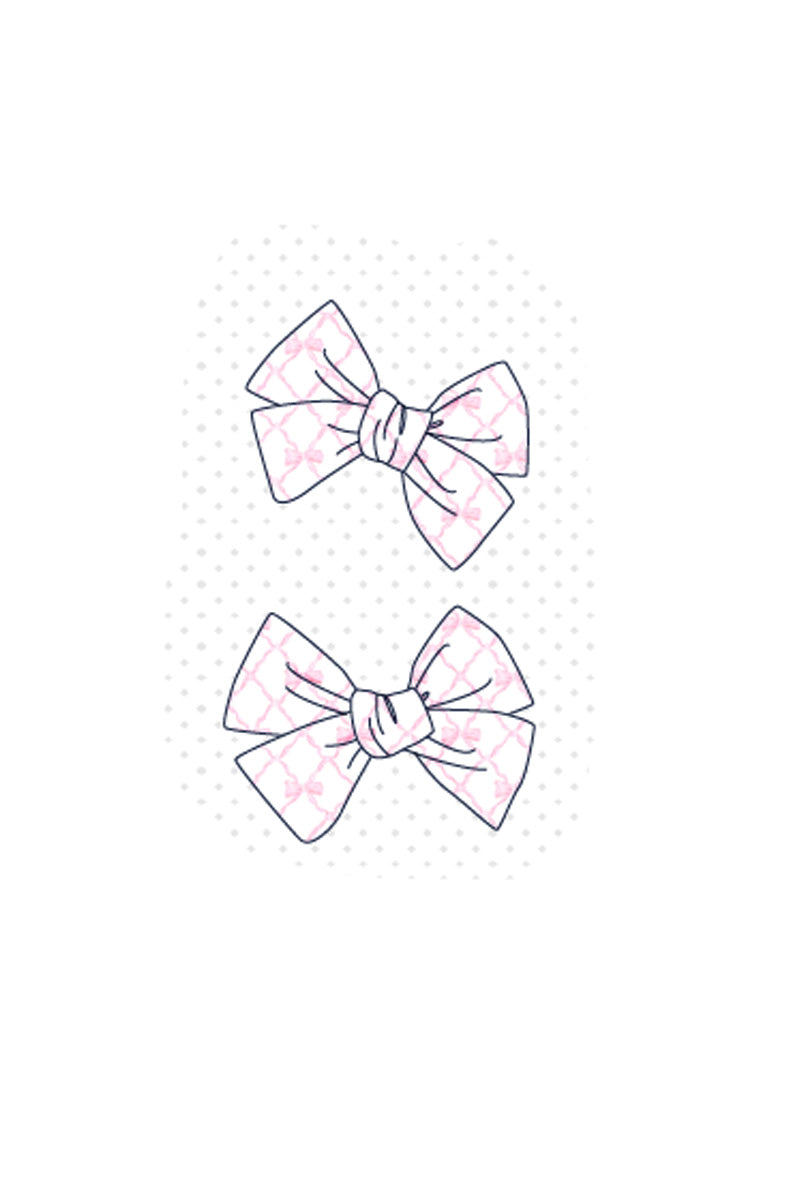 Pink bow embroidery girl piggie hair bow - ARIA KIDS