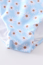 Blue floral print 2pc strap swimsuit UPF50+ - ARIA KIDS