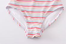 Rainbow stripe strap girl swimsuit one piece UPF50+