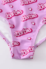 Pink barbie print strap girl swimsuit one piece UPF50+