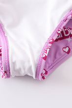 Pink barbie print ruffle girl swimsuit UPF50+ - ARIA KIDS