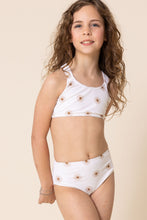 White floral print 2pc girl swimsuit (size run small, go up 1-2 sizes)