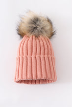Coral Pink knit pom pom beanie hat baby toddler adult - ARIA KIDS