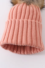 Coral Pink knit pom pom beanie hat baby toddler adult - ARIA KIDS