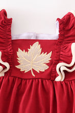 Burgundy maple leaf embroidery girl bubble - ARIA KIDS