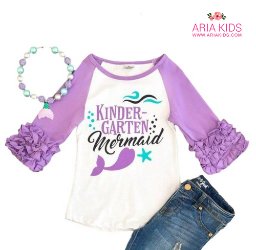 Kindergarten Mermaid Raglan Shirt - ARIA KIDS