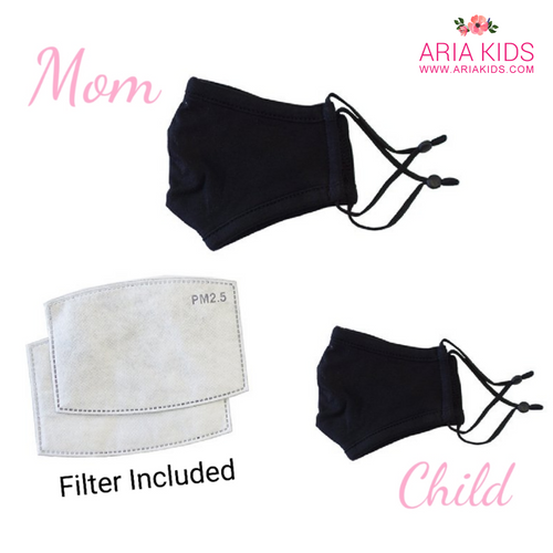 Mommy & Me - Classic Black Face Mask (Filter Included) - ARIA KIDS