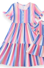 Mommy & Me Pastel Rainbow Striped Tiered Dress (Pre-order) - ARIA KIDS