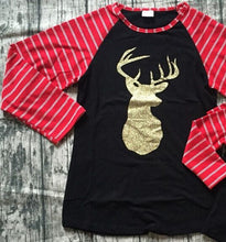Gold Deer Mommy & Me Matching Christmas Black Raglan - ARIA KIDS