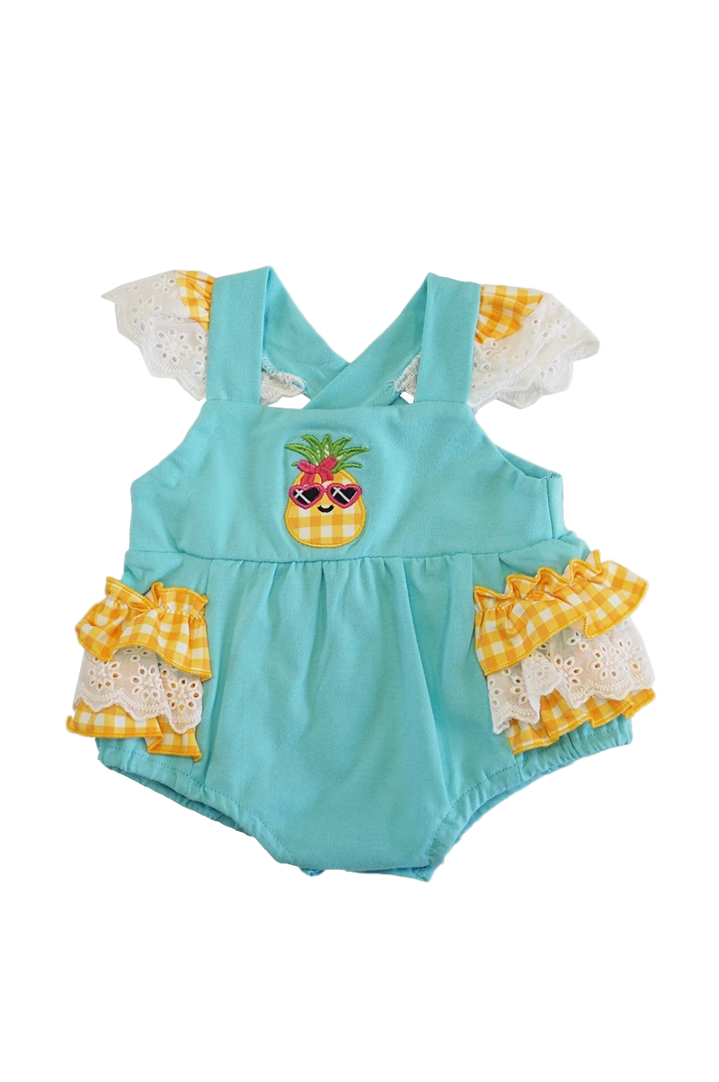 Pineapple Ruffle Lace Baby Romper - ARIA KIDS