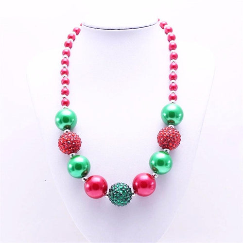 WHOLESALE BUNDLE - Red/Green Christmas Chunky Necklace Girl's Holiday Gift - ARIA KIDS