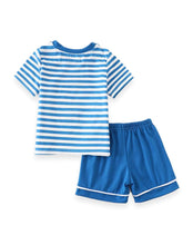 Blue & White Stripe Seagull Shirt and Shorts Boys Set - ARIA KIDS