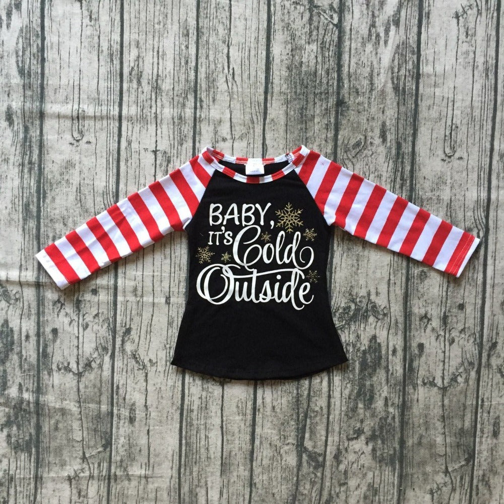Striped Christmas Girl's Raglan -