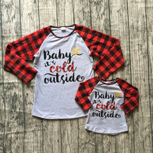 WHOLESALE CLEARANCE BUNDLE - Buffalo Plaid Mommy & Me Matching Raglan - "Baby It's Cold Outside" - ARIA KIDS