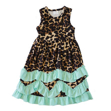 Mint Leopard Ruffle Dress - ARIA KIDS