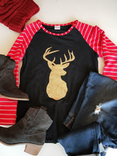 WHOLESALE CLEARANCE BUNDLE - Gold Deer Mommy & Me Matching Christmas Black Raglan - ARIA KIDS