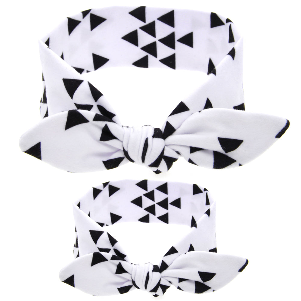 WHOLESALE CLEARANCE BUNDLE - Geometric Black & White Dot Mommy and Me Headband 2-Pc Set - ARIA KIDS