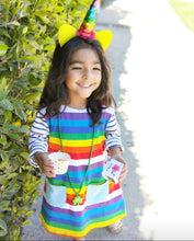 Rainbow Striped Pocket Long Sleeve Dress - ARIA KIDS