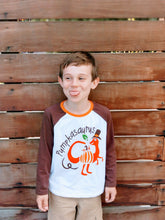 "Pumpkinsaurus" Boys Orange/Brown Fall Raglan Shirt - ARIA KIDS