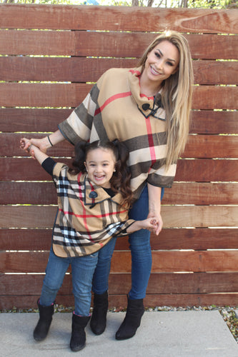 Camel Brown - ARIA - Matching Mommy and Me Poncho 2-Pc Gift Set - ARIA KIDS