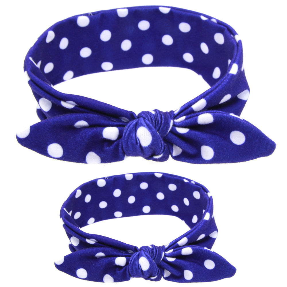 Royal Blue & White Polka Dot Headband - Mommy & Me - ARIA KIDS