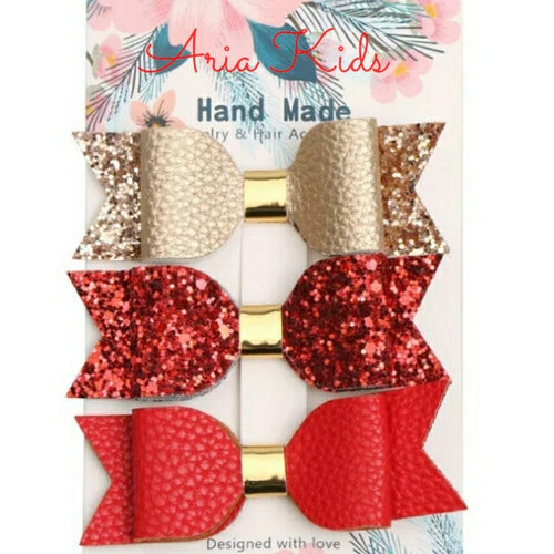 Glitter & Faux Leather Bow Gift - 3-Piece Gift Set - ARIA KIDS