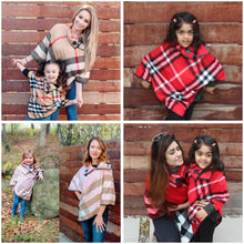 Girls Size - ARIA Plaid Collared Poncho - in 4 Colors - ARIA KIDS
