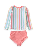 Retro Pastel Rainbow 2-Piece Rashguard Swimsuit Set - ARIA KIDS