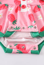 Pink & Green Strawberry Baby Romper - ARIA KIDS