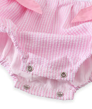 Seashells & Mermaid Tail Pink Stripes Smocked Baby Girl Bubble Romper - ARIA KIDS