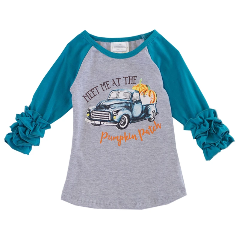 Meet Me at the Pumpkin Patch Raglan Shirt - Teal - ARIA KIDS