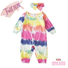 Tie Dye Watercolor Romper with Hairband - ARIA KIDS
