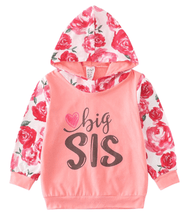 Big Sis Floral Peach Hoodie - ARIA KIDS