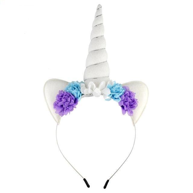 White Unicorn Party Floral Headband - ARIA KIDS