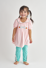 Pink stripe pumpkin embroidery girl set - ARIA KIDS