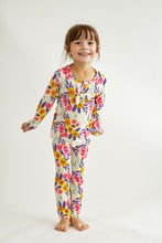 Pink & mustard floral print bamboo pajamas set - ARIA KIDS