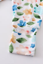 Blue floral print bamboo zipper baby romper - ARIA KIDS