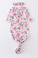 Pink floral print bamboo baby gown