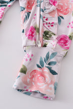 Pink floral print  bamboo zipper baby romper - ARIA KIDS