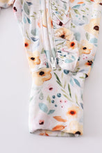 Nutral floral print bamboo zipper baby romper - ARIA KIDS