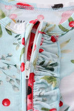 Mint floral print bamboo zipper baby romper - ARIA KIDS