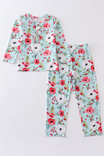 Red floral print bamboo pajamas set - ARIA KIDS