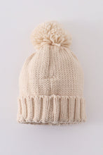 Cream heart knit beanie pom pom hat - ARIA KIDS