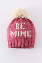 Pink BE MINE knit beanie pom pom hat - ARIA KIDS