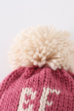 Pink BE MINE knit beanie pom pom hat - ARIA KIDS